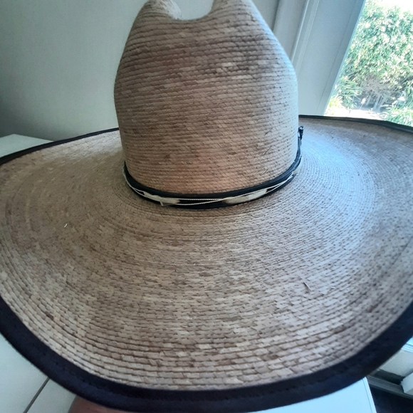 Wide Brim Tan and Black Hat Accessory - Picture 1 of 10